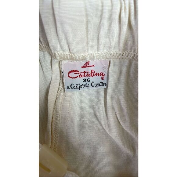 Vintage CATALINA Shorts Elastic Drawstring Waist Elastic Leg Sports Sz 36 White - Picture 9 of 12